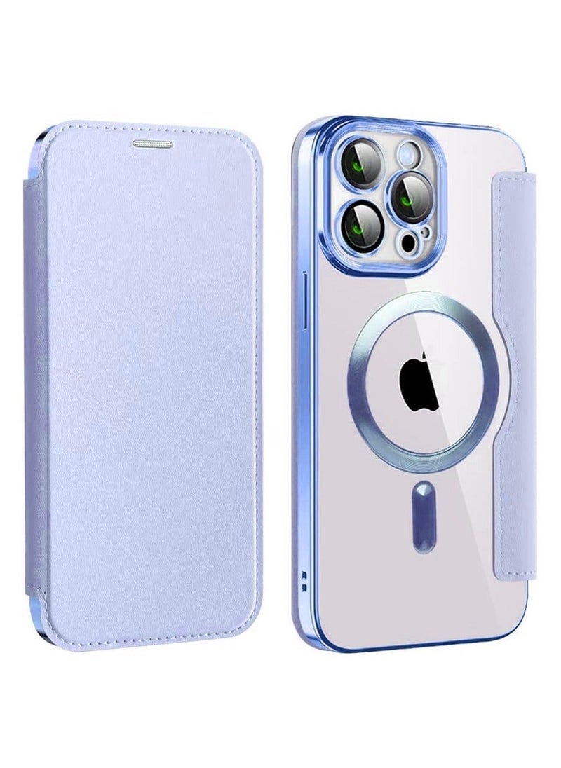 TEAM LUXURY iPhone 15 ProMax Case Cover Wallet Compatible with Magsafe Magnetic Shockproof Translucent Back Slim Full Camera Lens Screen Protective Flip Protector with Card Slot Leather Cover for iPhone 15 ProMax  - Image 1