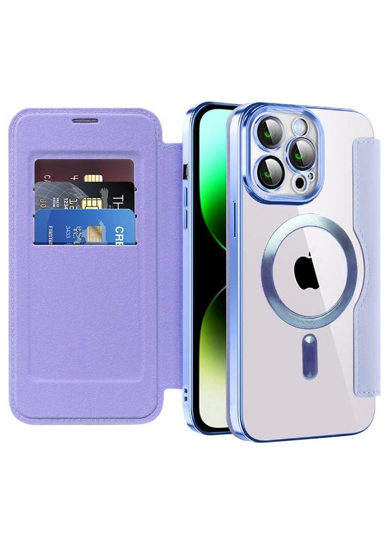 TEAM LUXURY iPhone 15 ProMax Case Cover Wallet Compatible with Magsafe Magnetic Shockproof Translucent Back Slim Full Camera Lens Screen Protective Flip Protector with Card Slot Leather Cover for iPhone 15 ProMax  - Image 2
