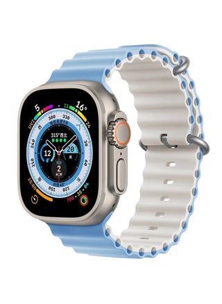 Silicone Rubber Watch Band Strap for Apple Watch Ultra 42mm/44mm/45mm/49mm Dual Colored Blue/White - pzsku/Z970B5C6553B3D1C34112Z/45/_/1679149872/5743c4aa-dc52-47b5-816a-d00140679260