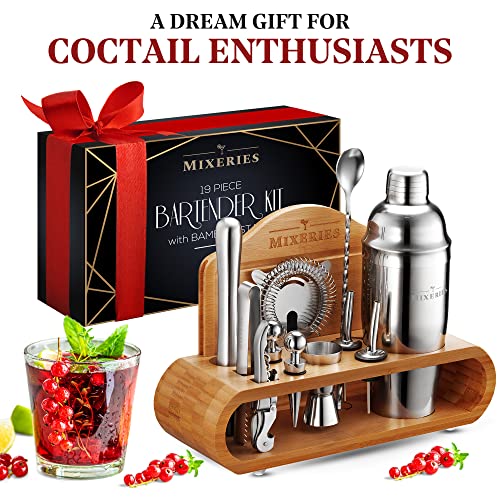 Mixeries Mixology Bartender Kit with Stand - 18 Piece Bar Set Cocktail Shaker Gift Set, Drink Mixer Set for Home Bar with All Bar Accessories - Bar Tool Set, Cocktail Kit, Mixology Set, Bar Kit - Image 5