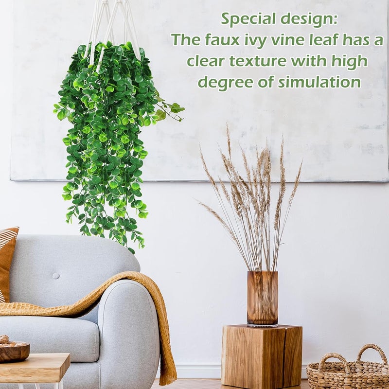 Hoteam 12 Pcs Artificial Hanging Plants 32 Inch Fake Ivy Vines with Fake Leaves Patio Artificial Plants Greenery for Living Room Indoor Outdoor Wall, No Basket (Eucalyptus,Persian Grass) - Image 5