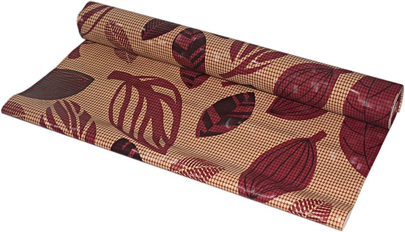 Kuber Industries Shelf Mat | Leaf Print Desk Mat | Placemat for Kitchen | PVC Non-Slip Drawer Sheets| Kitchen Cabinet Shelf Liner | 10 Meter | Maroon - Image 3