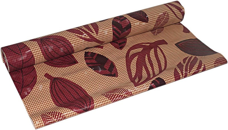 Kuber Industries Shelf Mat | Leaf Print Desk Mat | Placemat for Kitchen | PVC Non-Slip Drawer Sheets| Kitchen Cabinet Shelf Liner | 10 Meter | Maroon - Image 1