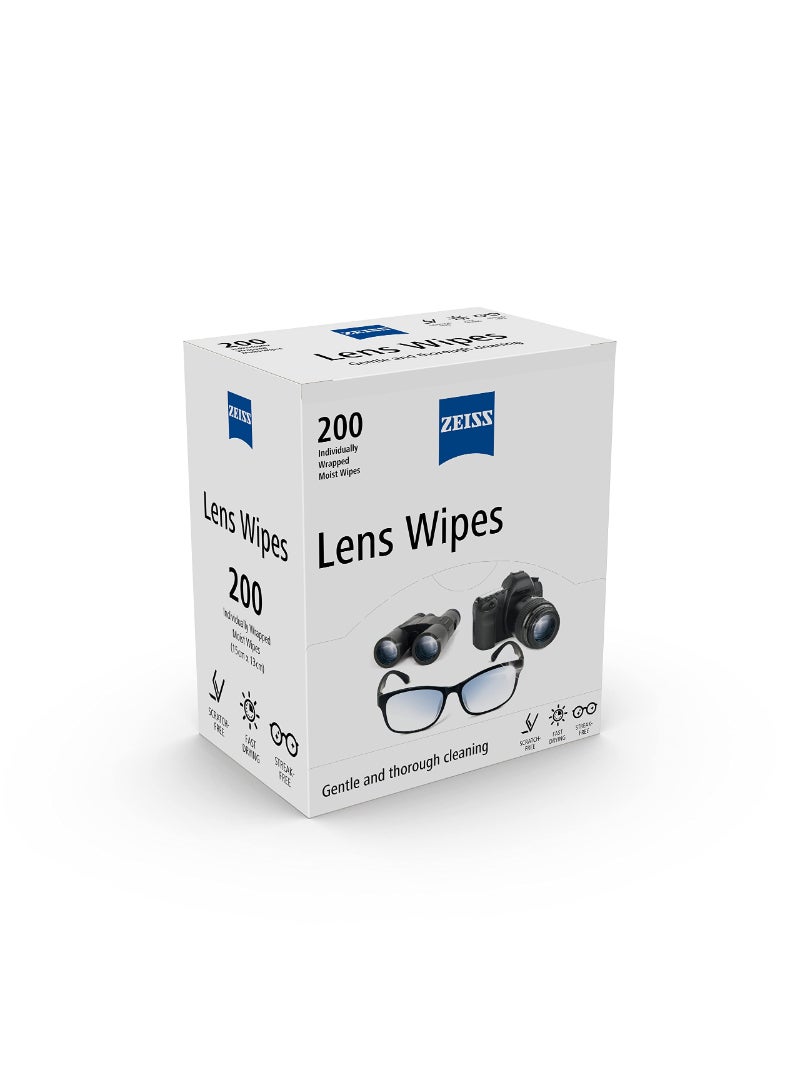 Zeiss مناديل تنظيف العدسات لكاميرات النظارات والمناظير، أقمشة يمكن التخلص منها في أكياس، تنظيف النظارات أثناء التنقل، عبوة من 200 قطعة  - Image 2