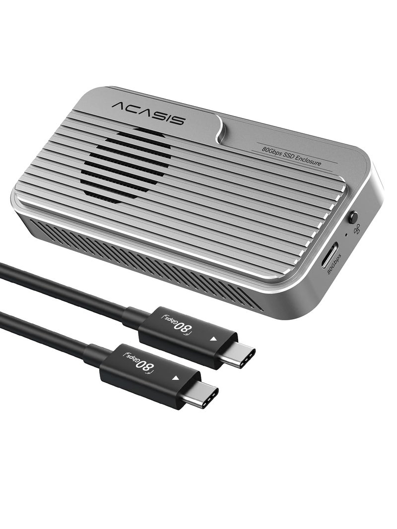 ACASIS 80Gbps M2 NVMe SSD Enclosure with Cooling Fan Compatible with Thunderbolt5USB4 V20 Back Compatible with Thunderbolt4USB4 V10 USB323130 TB501 Pro Silver - Image 2