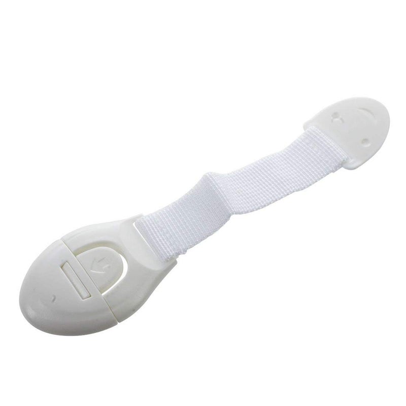 Inditradition Baby Safety Drawer & Door Strap Locks | Multi-Places Use, Adjustable Latches, Push Button (White) (Pack of 10) - Image 2