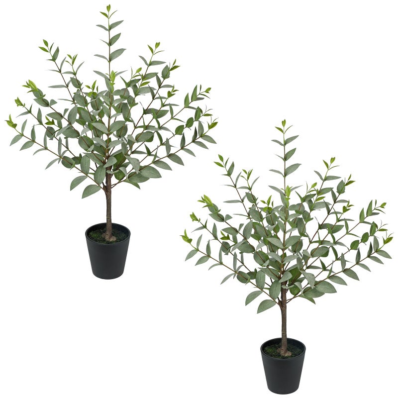 Briful Artificial Eucalyptus Plant Decor 14 Fake Eucalyptus with Frosted Leaves Faux Eucalyptus with Lush Foliage in White Pot Fake Plant for Indoor Living Room Bathroom Kitchen