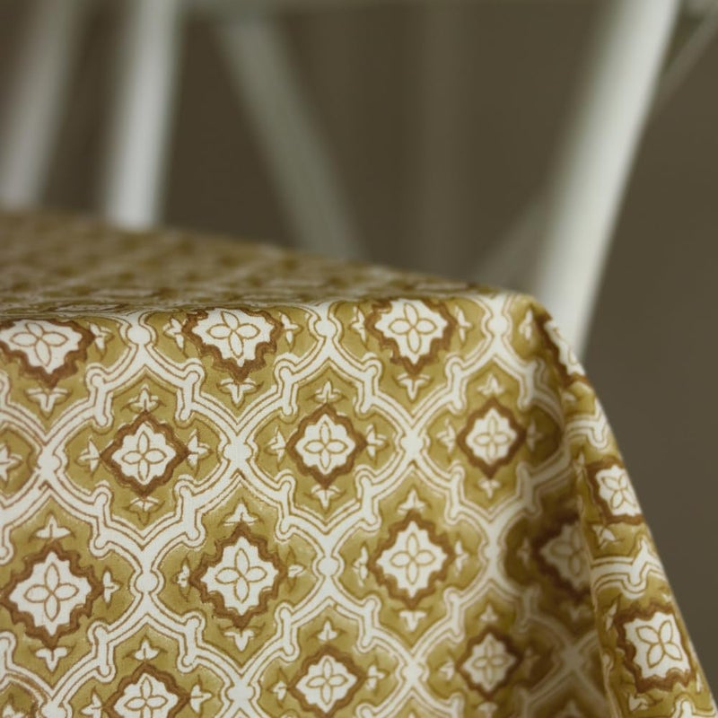 THE YARD HOUSE Wipeable AntiSlip Hand Block Printed Cotton Table Cover Chai Toast Rectangle 4 Seater 122cm X 183cm Protects Against Spills Scratches Family Dining Party Gifting - Image 3