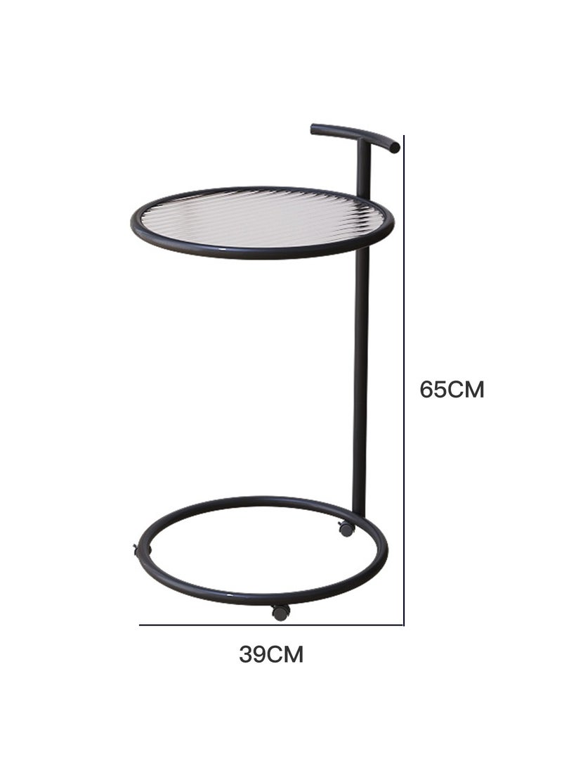 Sharpdo - Round Side Table Transparent Glass End Table with Metal Frame Modern Coffee Table for Living Room 39*39*65cm - Image 1