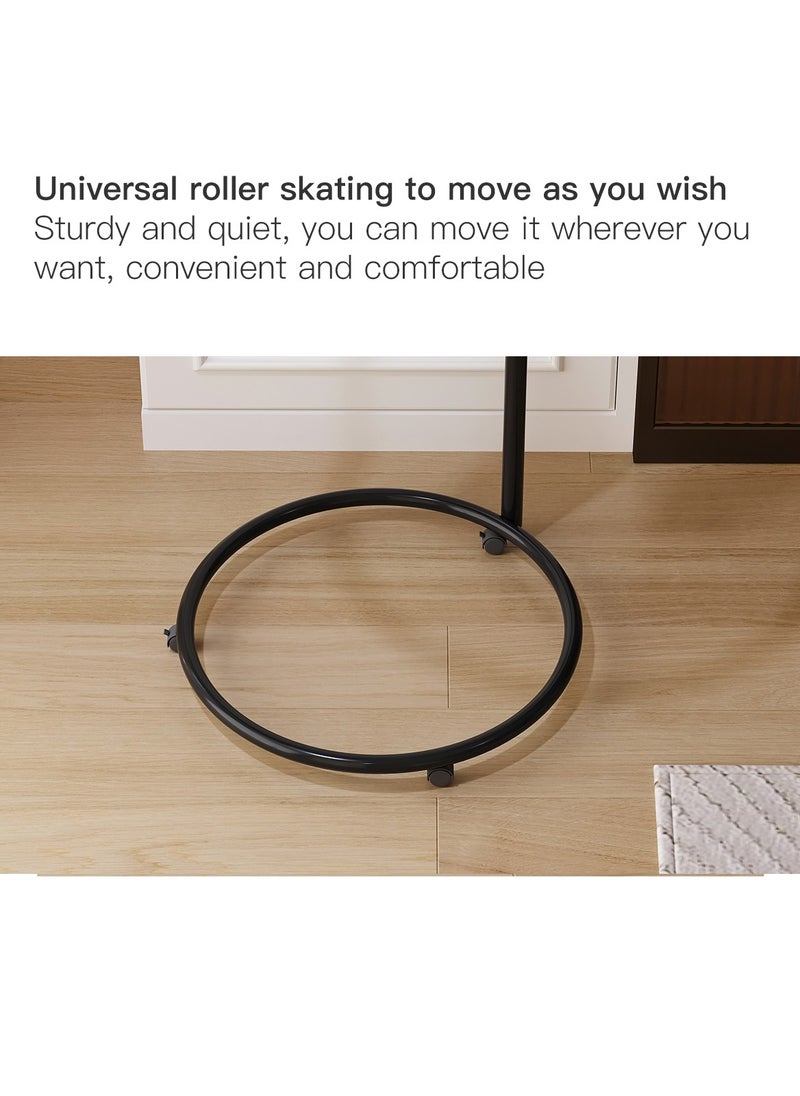 Sharpdo - Round Side Table Transparent Glass End Table with Metal Frame Modern Coffee Table for Living Room 39*39*65cm - Image 1
