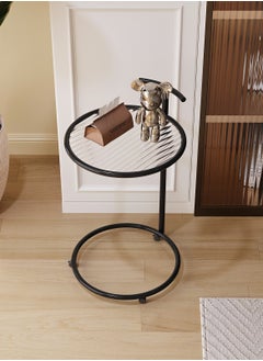 Sharpdo Round Side Table Transparent Glass End Table with Metal Frame Modern Coffee Table for Living Room 39*39*65cm  - Image 2