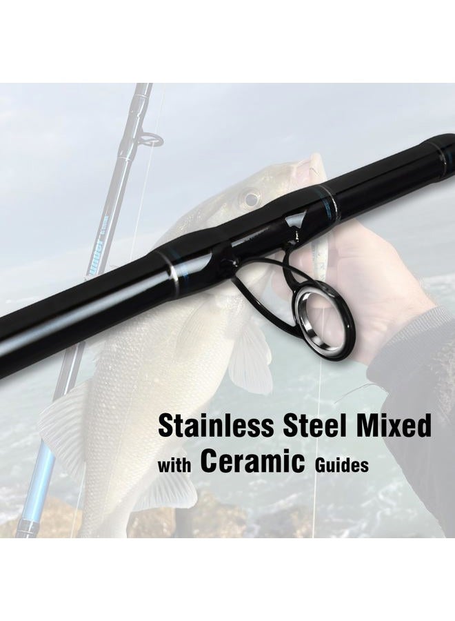 Fiblink 4-Piece 7-Feet Carbon Fiber Fishing Rod Spinning & Casting Travel Portable Rod Lightweight Sensitive Tournament Quality Fishing Pole for Fresh & Saler(Spinning-Blue-H) - Image 2