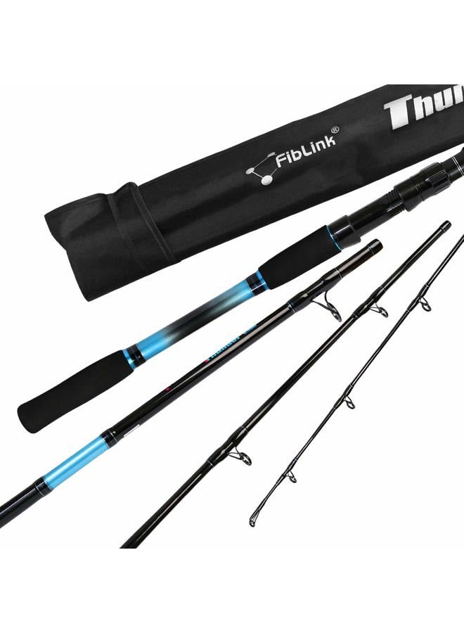 Fiblink 4-Piece 7-Feet Carbon Fiber Fishing Rod Spinning & Casting Travel Portable Rod Lightweight Sensitive Tournament Quality Fishing Pole for Fresh & Saler(Spinning-Blue-H) - Image 1
