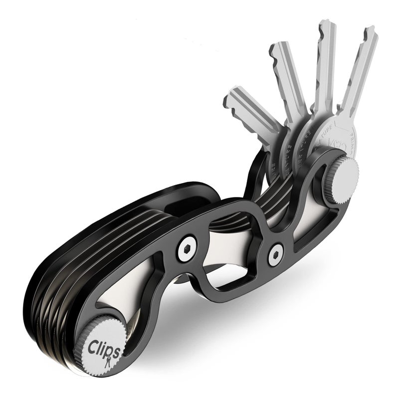 CLIPS Key Organizer Keychain Smart Compact Key Holder for 8 Keys  Fully Assembled  Easy to Use Black 