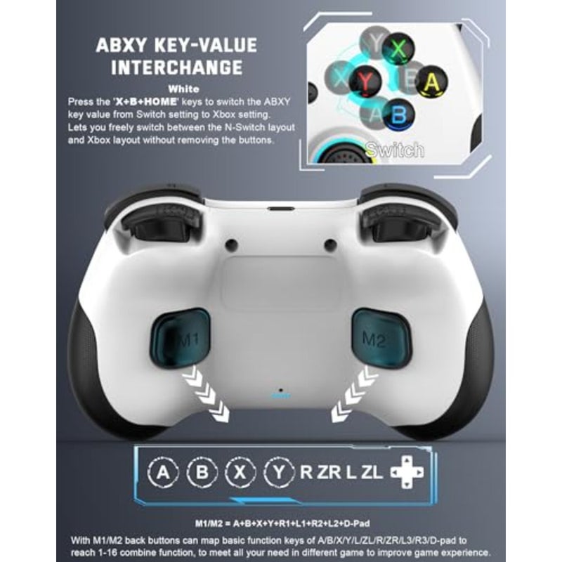 Mobile Gaming Controller for iPad/iPhone/Tablet, Cloud Controller Remote Joystick for iOS/Android, Wireless Switch Controller with Macro Buttons/Hall-Rocker/Hall-Trigger - Image 4