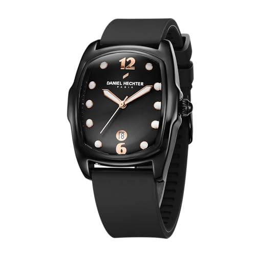 Daniel Hechter Paris Cite Collection Analog Watch for Men with Square Dial, Magnifier Dome Glass, Date Display, Quartz Movement and Silicone Strap - DHM1017 - Image 1