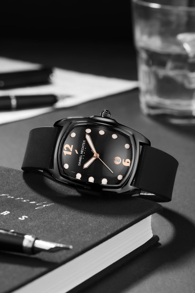 Daniel Hechter Paris Cite Collection Analog Watch for Men with Square Dial, Magnifier Dome Glass, Date Display, Quartz Movement and Silicone Strap - DHM1017 - Image 3