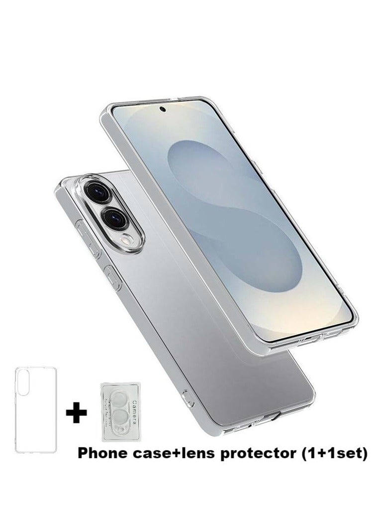 2-Piece Set (phone case+lens protector)For Samsung Galaxy S25 Edge, Samsung Galaxy S25 Edge Case，Galaxy S25 Edge Lens Protector, Crystal Clear for Samsung Galaxy S25 Edge Case, [Lens protection, scratch resistant][Non-Yellowing][Reinforced Corners] Shockproof Bumper Protective Phone Case for S25 Edge - Image 1