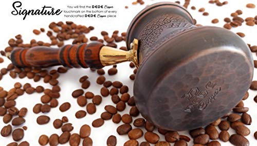 DEDE Copper - PCZ Series (Small-6 fl.oz) Thickest Solid Copper Engraved/Stamped Turkish Greek Arabic Coffee Pot with Wooden Handle, Stovetop Coffee Maker Cezve Jezve Jazva Jazzve Ibrik Briki (Antique) - Image 5