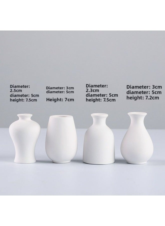 Generic - Ceramic Vase Ceramic Art Fleshy Flower Pot Painted Hand-painted White Embryo Mold Parent-child Children's Graffiti Vase-Color:19-20 Vase Comes With 2 Paints + Tools - Image 1