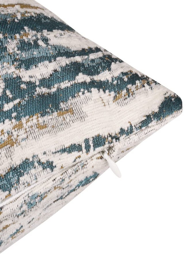 Yeiotsy Pack of 2 Nordic Style Decorative Throw Pillow Covers for Sofa Bed Card Chair Geometric Cushion Cases Jacquard Chenille (Teal Stripes, 18 X 18 Inches) - Image 3
