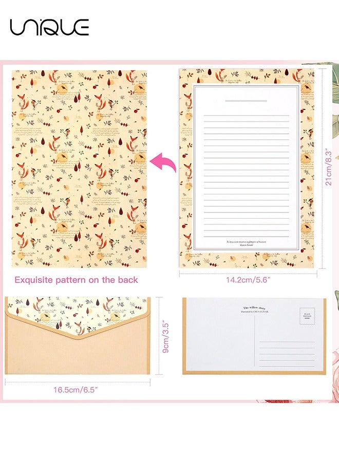 Unique 54 Pcs Stationery Writing Paper with Envelopes, Sweet Floral Style Lined Stationary Paper，36 PCS Letter Writing Paper with 18 PCS Envelopes, for Invitations Gifts Holiday Wishes - Image 2