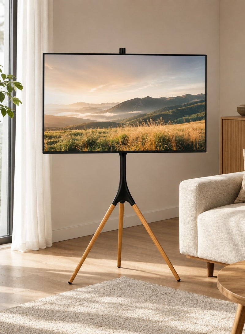 Eworld Portable Tripod TV Stand for 30-70 Inch Screens - Lightweight Foldable Floor Mount with Swivel Head & Cable Management for Events, Studio & Home Use - Image 1
