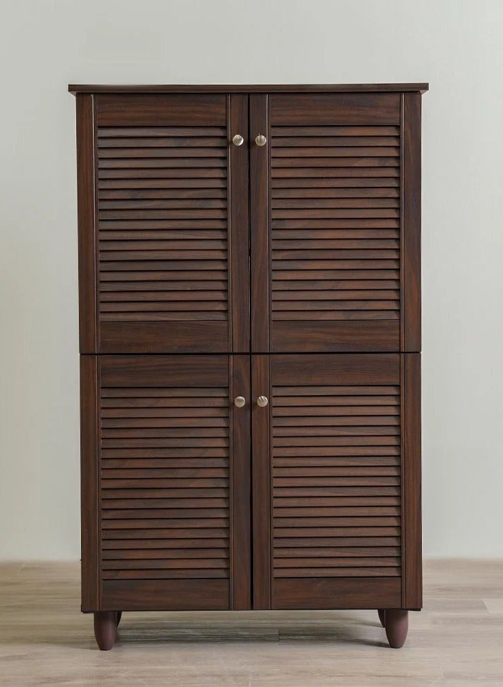 DANUBE HOME خزانة أحذية نيفا 18 زوج تصميم حديث أثاث خشبي منظم أحذية لمدخل المنزل ممر غرفة المعيشة صنع في ماليزيا رف تخزين أحذية L76.8xW33.6xH123.5 سم - بني داكن - Image 4