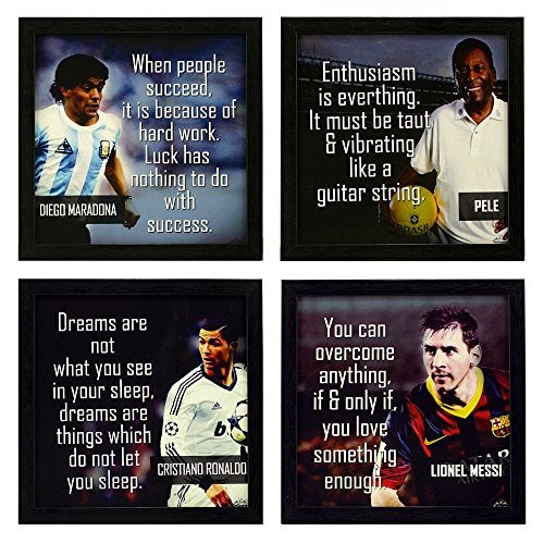 Indianara 4 Piece Set of Framed Wall Hanging Football Wall Art Quotes Decor(1169) Art Prints 8.7 inch X 8.7 inch Without Glass - Image 1