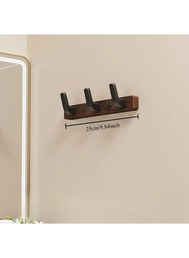 Stylish Walnut Wood Wall Hooks 3 Hooks Modern Minimalist Coat Hooks For Home Storage - Image 5