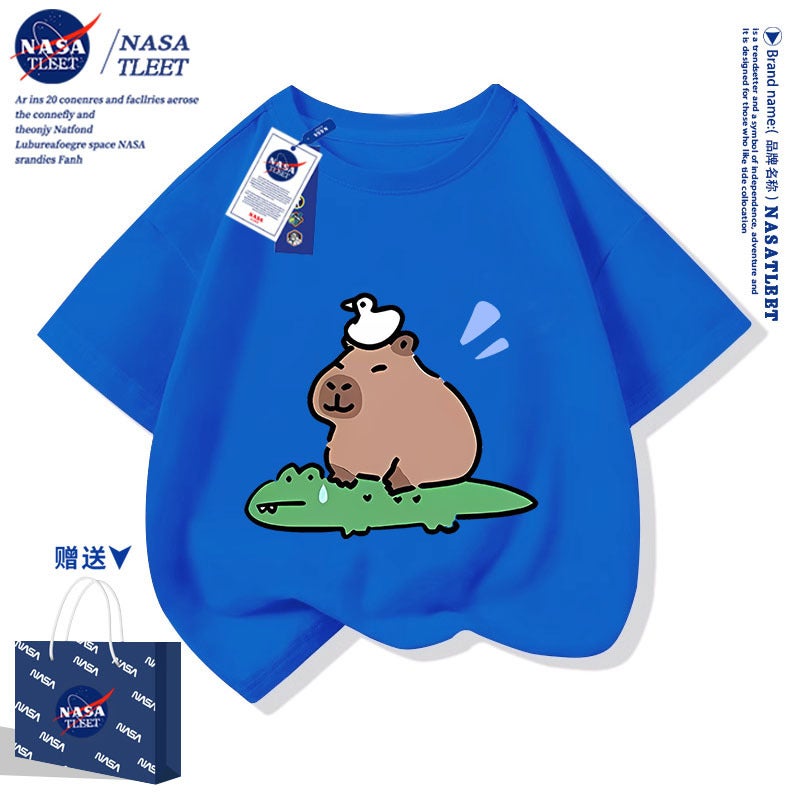 Nasa Co-Brand Cartoon Cuppibala Cotton Short-Sleeved New Simple All-Match Crew Neck Top Fashionable T-Shirt - Image 2