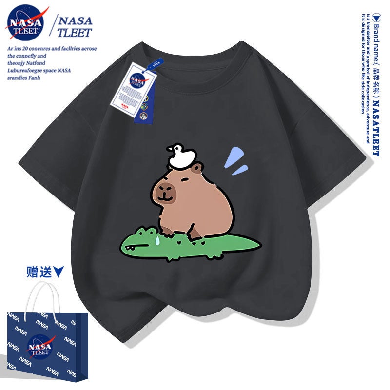 Nasa Co-Brand Cartoon Cuppibala Cotton Short-Sleeved New Simple All-Match Crew Neck Top Fashionable T-Shirt - Image 3