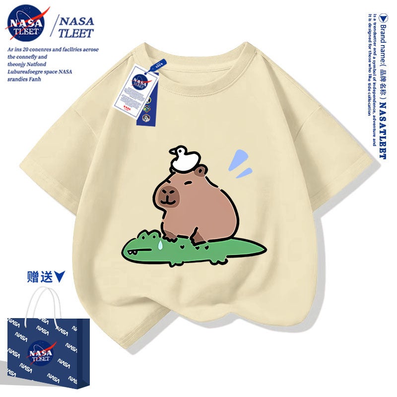 Nasa Co-Brand Cartoon Cuppibala Cotton Short-Sleeved New Simple All-Match Crew Neck Top Fashionable T-Shirt - Image 5