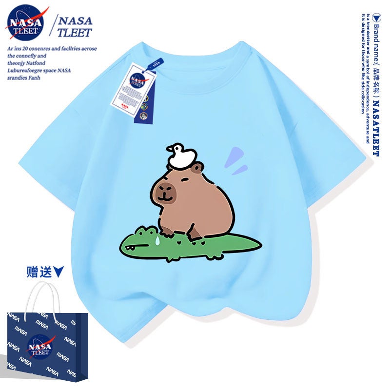 Nasa Co-Brand Cartoon Cuppibala Cotton Short-Sleeved New Simple All-Match Crew Neck Top Fashionable T-Shirt - Image 4