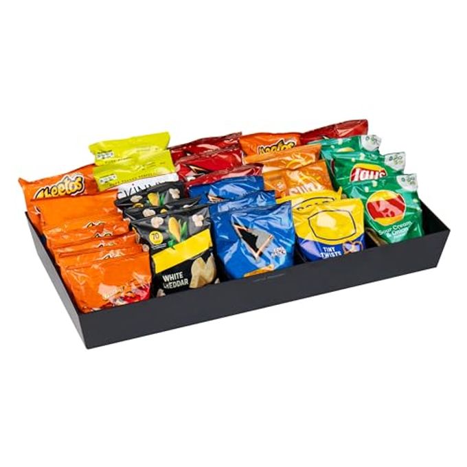 Mind Reader Snack Tray, Countertop Organizer, Snack Tray, Pantry, Breakroom, Kitchen, Black