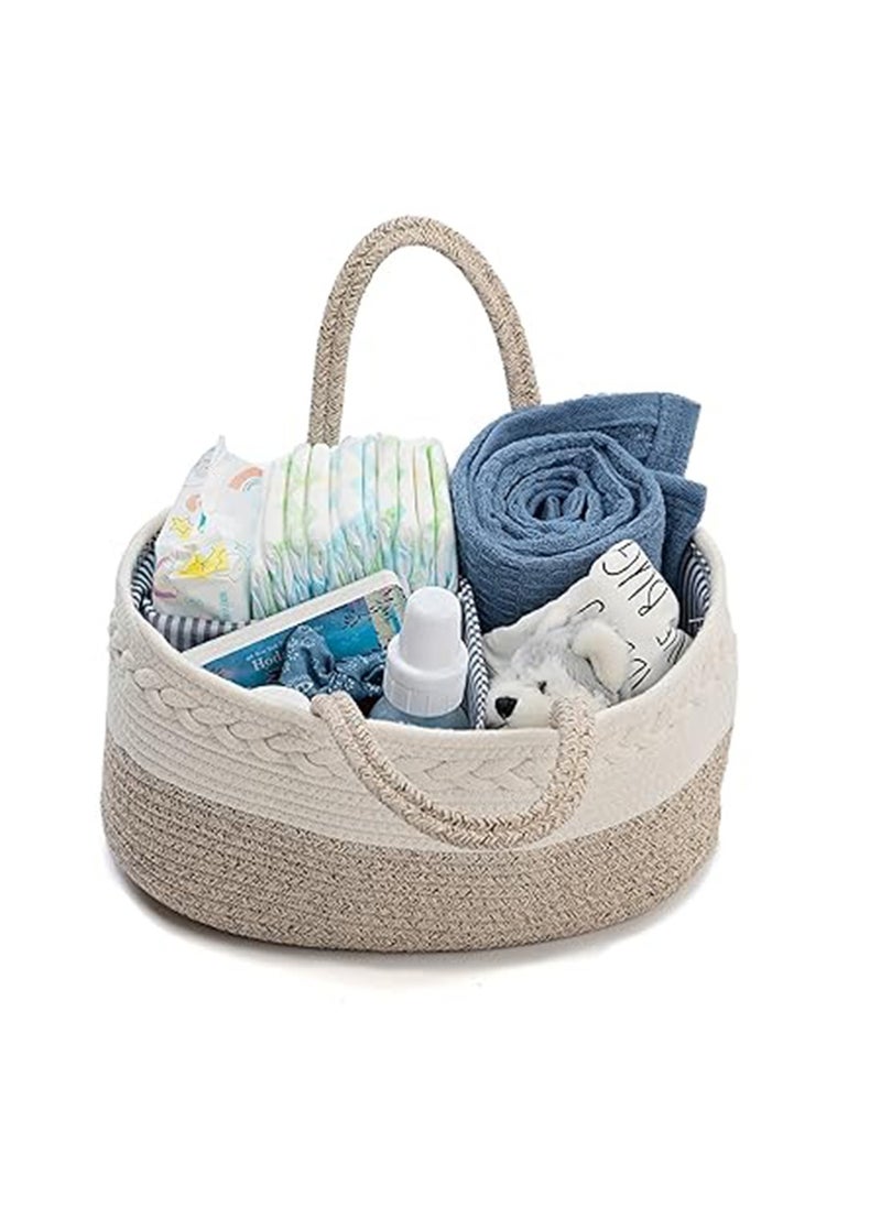 HALAMODO Cotton Rope Diaper Caddy Organizer Foldable And Portable Storage Basket New Born Baby Nappy Diaper Toy Books Storage Gift Basket  - Image 4