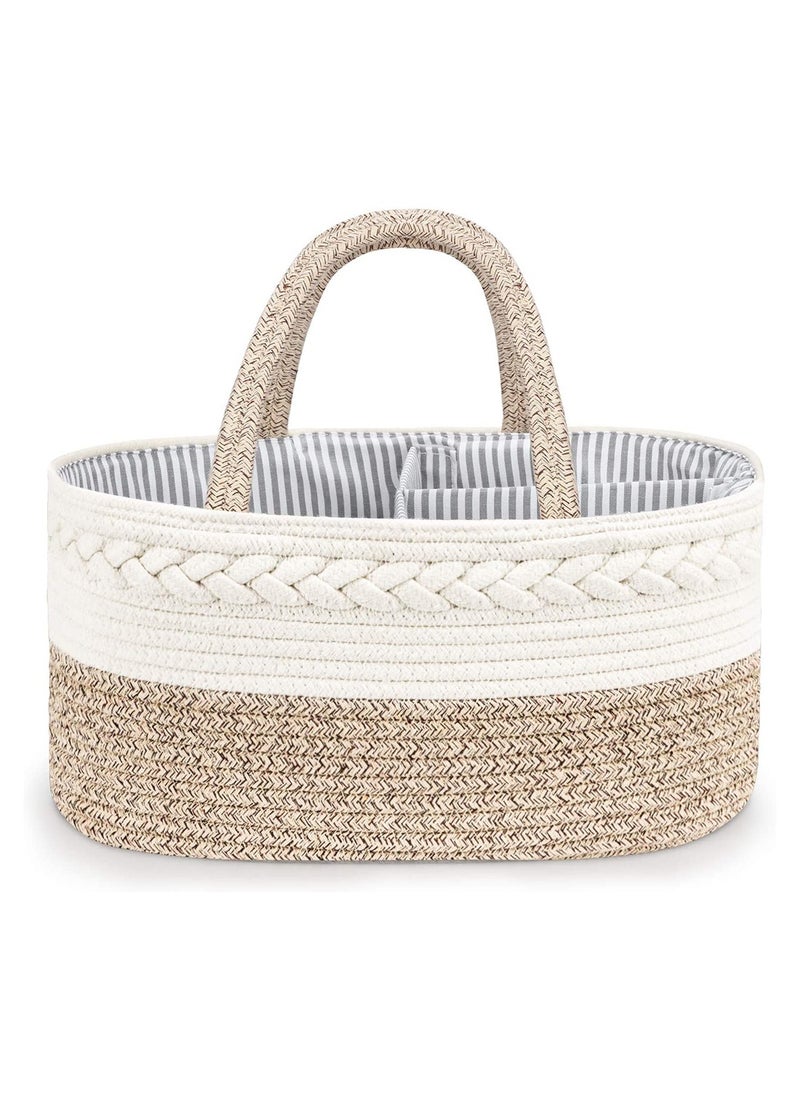 HALAMODO Cotton Rope Diaper Caddy Organizer Foldable And Portable Storage Basket New Born Baby Nappy Diaper Toy Books Storage Gift Basket  - Image 2