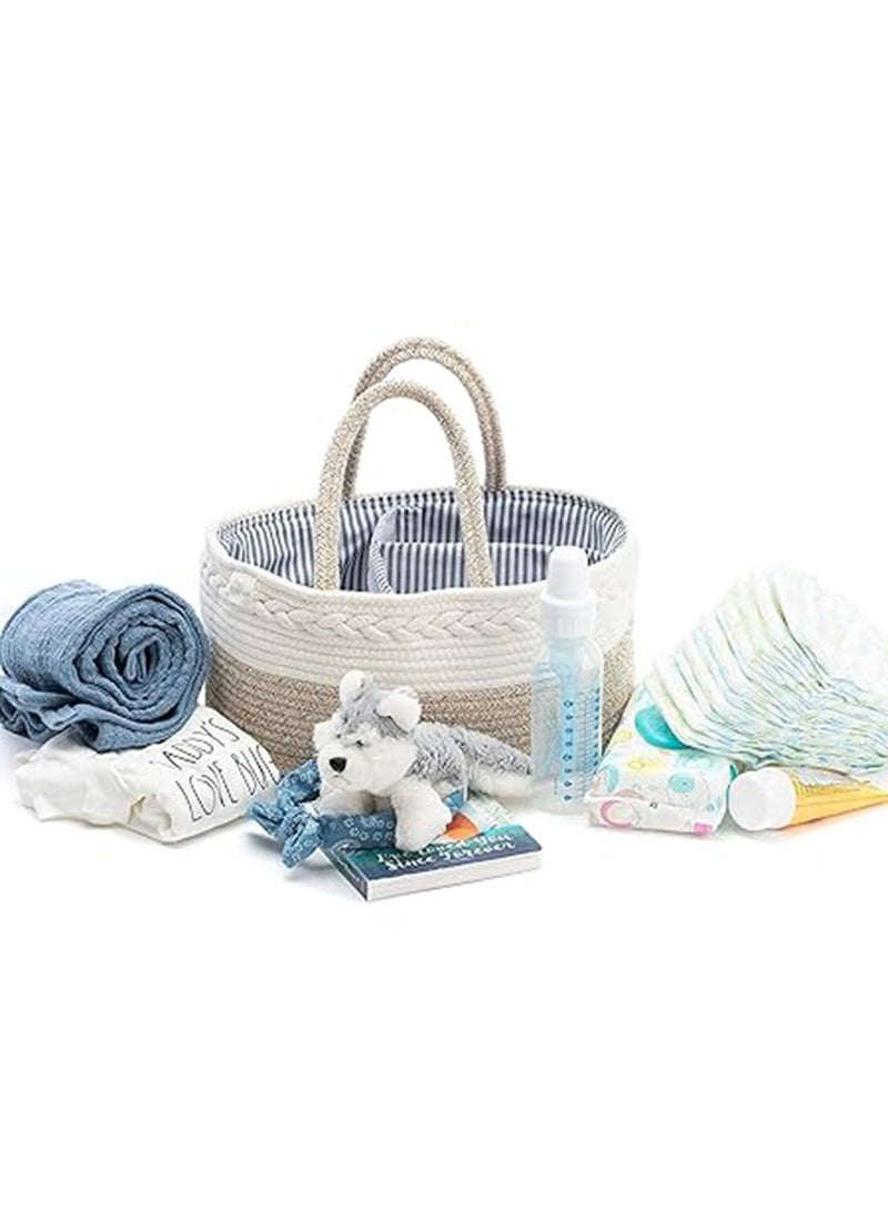 Halamodo Cotton Rope Diaper Caddy Organizer Foldable And Portable Storage Basket New Born Baby Nappy Diaper Toy Books Storage Gift Basket - Image 3