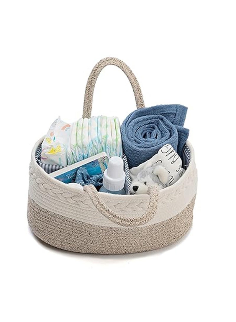 Halamodo Cotton Rope Diaper Caddy Organizer Foldable And Portable Storage Basket New Born Baby Nappy Diaper Toy Books Storage Gift Basket - Image 4