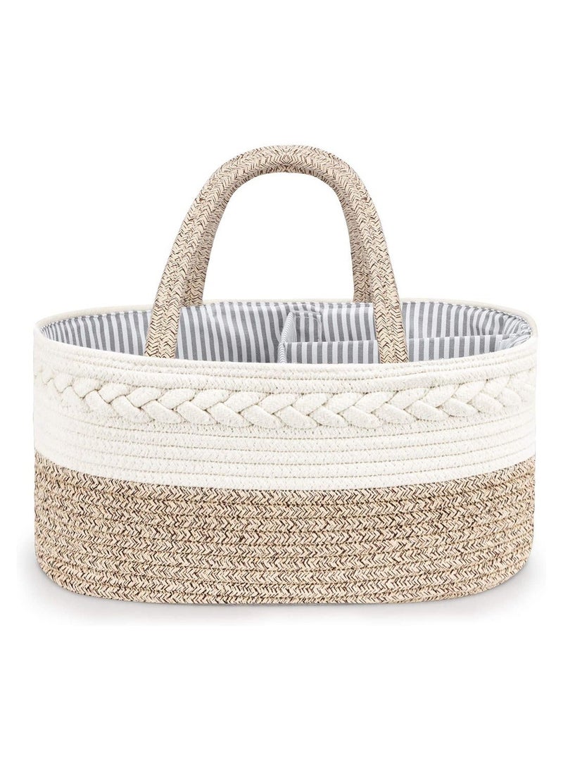 Halamodo Cotton Rope Diaper Caddy Organizer Foldable And Portable Storage Basket New Born Baby Nappy Diaper Toy Books Storage Gift Basket - Image 2