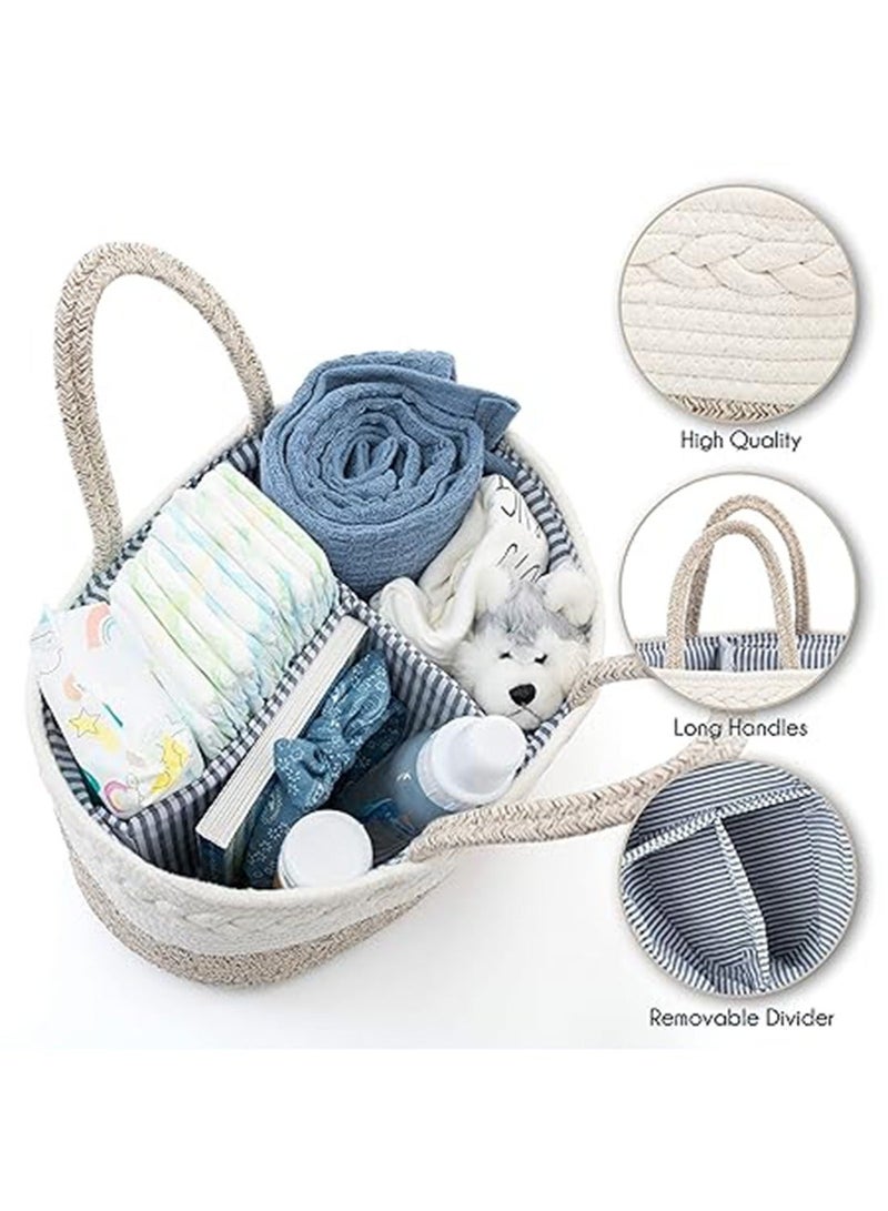 Halamodo Cotton Rope Diaper Caddy Organizer Foldable And Portable Storage Basket New Born Baby Nappy Diaper Toy Books Storage Gift Basket - Image 5