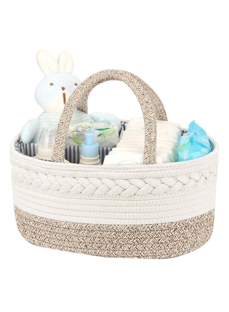 Halamodo Cotton Rope Diaper Caddy Organizer Foldable And Portable Storage Basket New Born Baby Nappy Diaper Toy Books Storage Gift Basket - Image 1