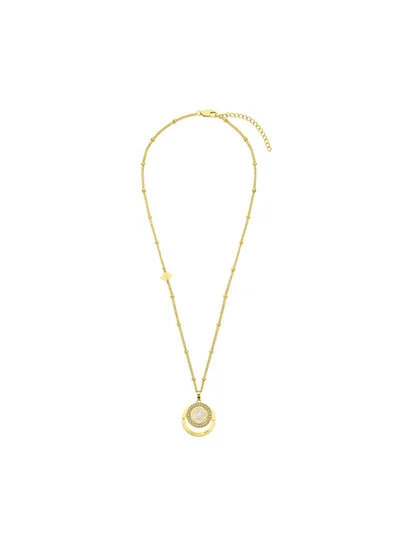 CERRUTI 1881 Onagrace Gold-Plated with Mother of Pearl Pendant, Shimmering Crystals Necklace for Women