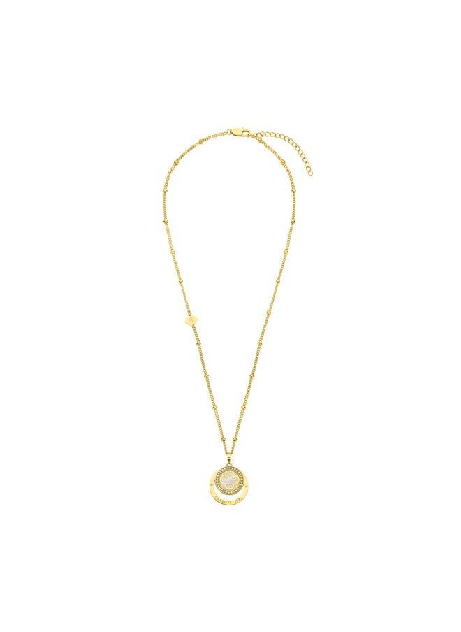 CERRUTI 1881 Onagrace Gold-Plated with Mother of Pearl Pendant, Shimmering Crystals Necklace for Women  - Image 1