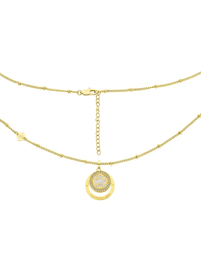 CERRUTI 1881 Cerruti 1881 Onagrace Necklace – Gold-Plated with Mother of Pearl Pendant – Shimmering Crystals