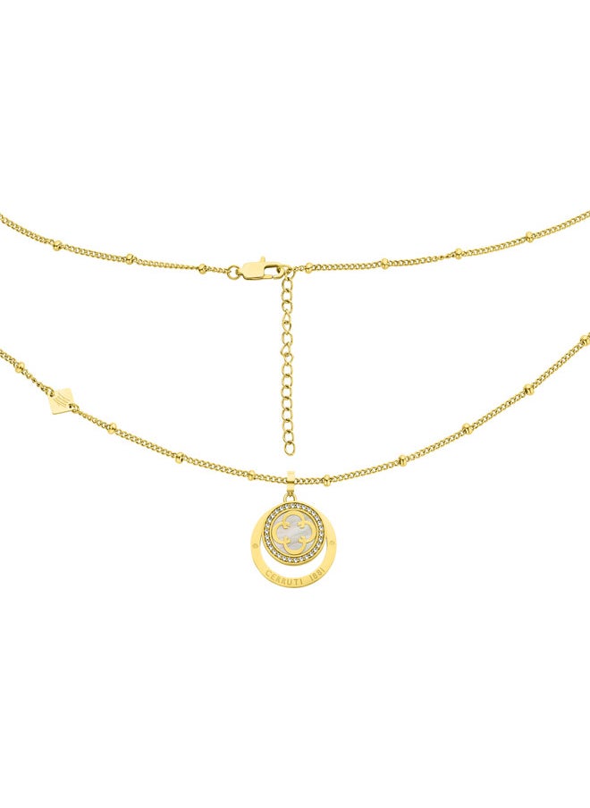CERRUTI 1881 Onagrace Gold-Plated with Mother of Pearl Pendant, Shimmering Crystals Necklace for Women  - Image 2