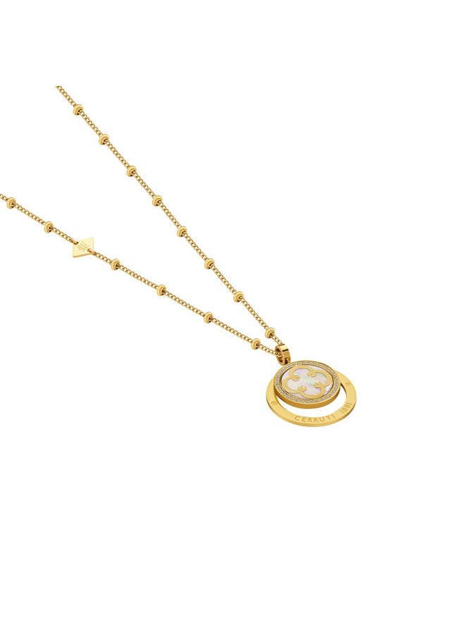 CERRUTI 1881 Onagrace Gold-Plated with Mother of Pearl Pendant, Shimmering Crystals Necklace for Women  - Image 3