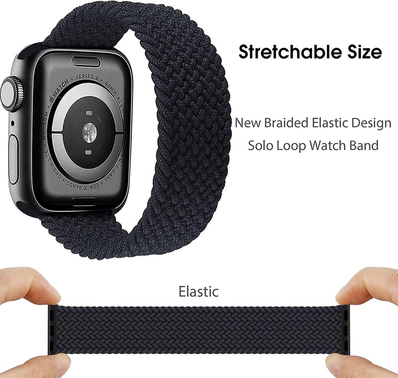 Braided Solo Loop Nylon Strap for Apple Watch, Elastic Bracelet for Series Ultra 2 | 9 | 8 Ultra | 8 | 7 | 6 | 5 | 4 | 3 | SE with metal connectors - Image 2
