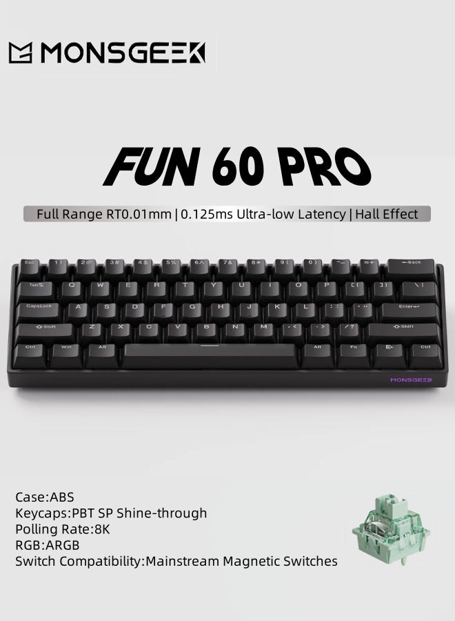 أكو Akko MonsGeek ألعاب لوحة المفاتيح FUN60 PRO 0.01mm 8K HE / TMR سريع الزناد ألعاب لوحة المفاتيح المفاتيح المغناطيسية مخصصة 60٪ أسود  - Image 1