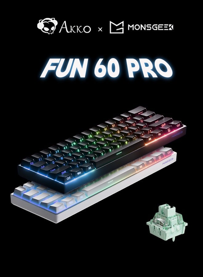 أكو Akko MonsGeek ألعاب لوحة المفاتيح FUN60 PRO 0.01mm 8K HE / TMR سريع الزناد ألعاب لوحة المفاتيح المفاتيح المغناطيسية مخصصة 60٪ أسود  - Image 2